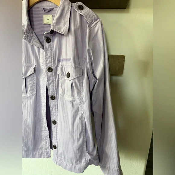 GAP|Pastel Lavender Lilac Button-Front Utility Jacket,Cotton/Canvas size LARGE• - Picture 8 of 14